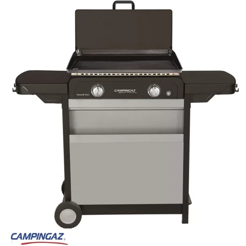 Plancha gaz CAMPINGAZ BLUE FLAME EXLD 2 brûleurs sur chariot, 60×40 cm