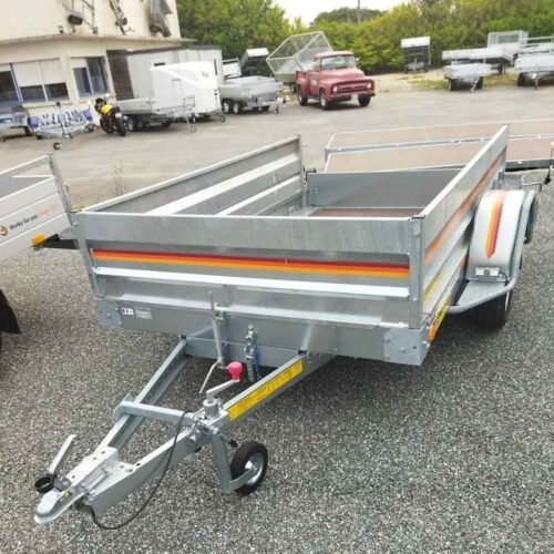 Remorque plateau MECANOREM – RPMS 455 F – PTAC : 750 Kg – 1 essieu freiné – 250 x 150 cm
