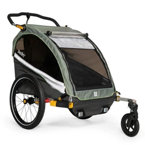 Remorque velo pour bebe Burley pour 1-2 Enfants – sage green/charcoal