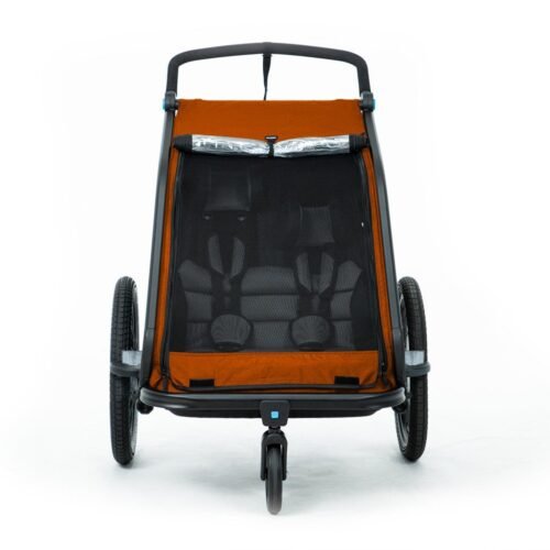Remorque velo enfant CUBE Double CMPT Kinder – X Actionteam – grey´n´orange
